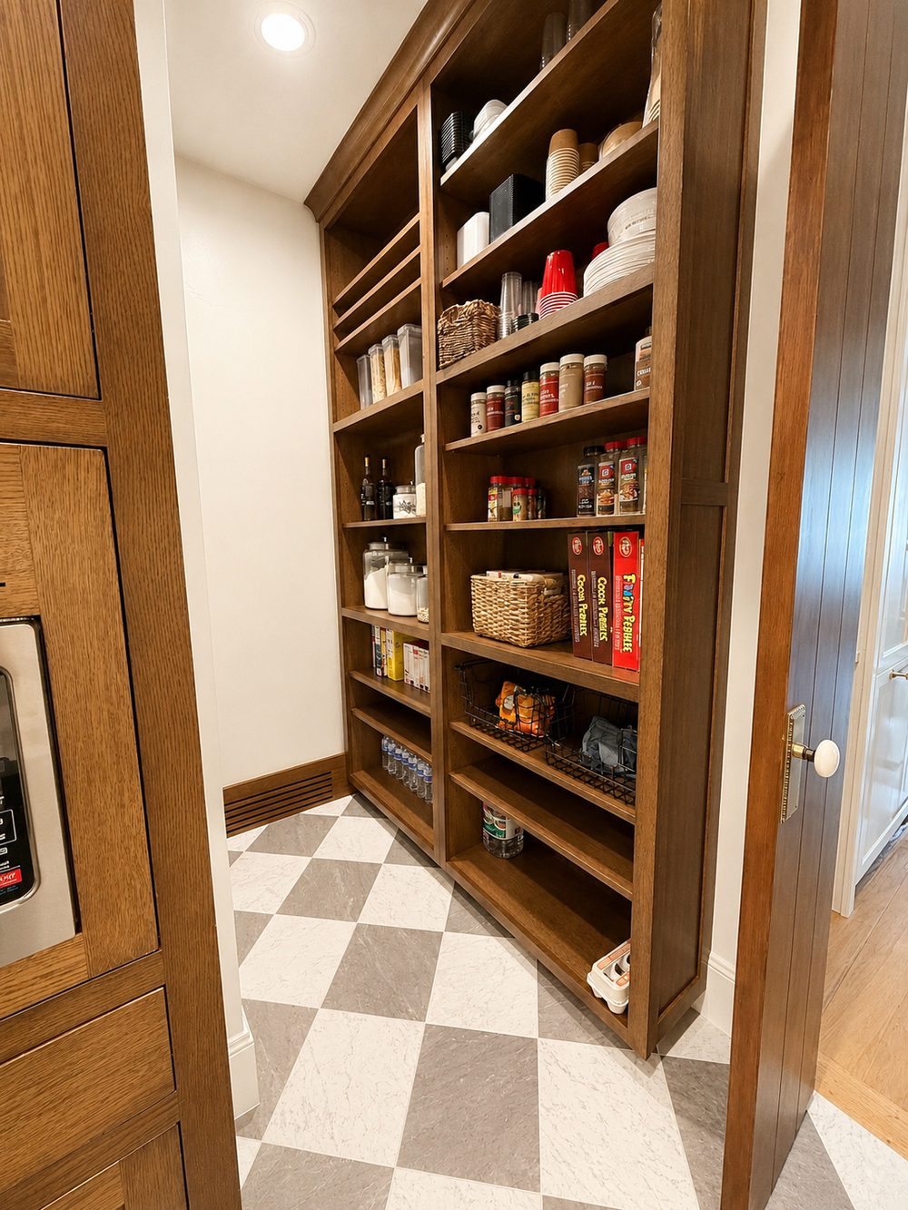 Custom pantry cabinetry installation by Big Rig Construction